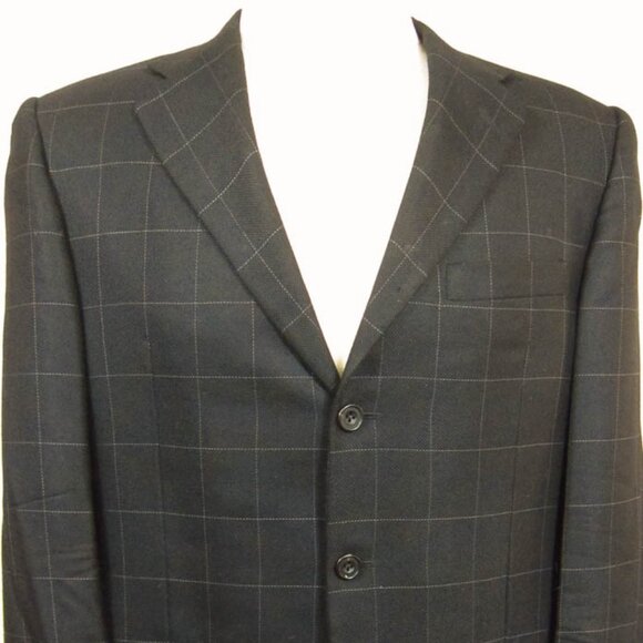 NWOT Hickey Freeman 100% Cashmere Black Windowpane Sport Coat Blazer 42L NEW